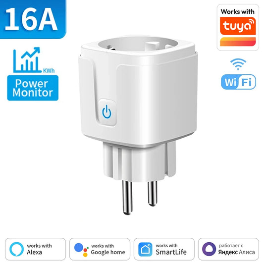 Tuya Wifi/Zigbee Smart Plug 16A/20A EU Smart Socket with Power Monitoring Timing Function Work with Alexa Googlehome