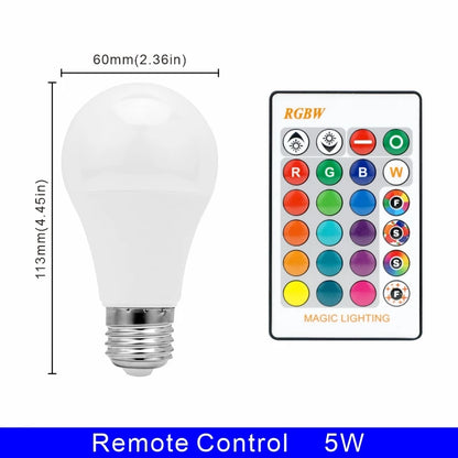 16 Color E27 RGB LED Light Bulb with Remote Control for Room Graden Party Smart Bulb Lamp Dimmer Red Green Blue White Light Bulb
