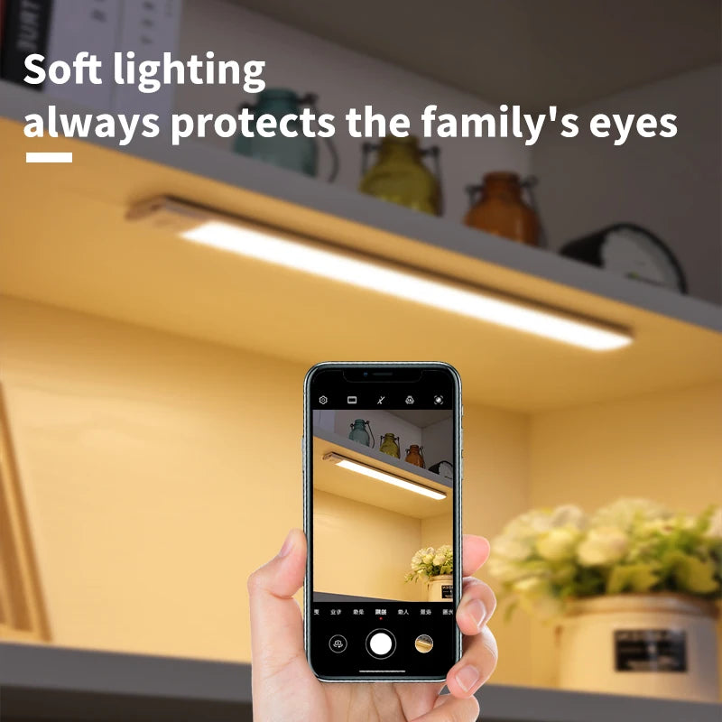 Cabinet Light USB Rechargeable Motion Sensor Led Three Colors in One Lamp for Kitchen Wardrobe Indoor Lighting 10/20/30/40/50Cm
