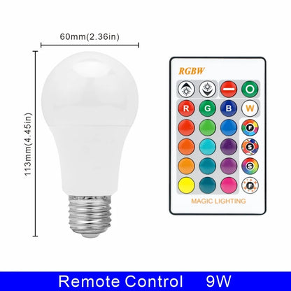16 Color E27 RGB LED Light Bulb with Remote Control for Room Graden Party Smart Bulb Lamp Dimmer Red Green Blue White Light Bulb